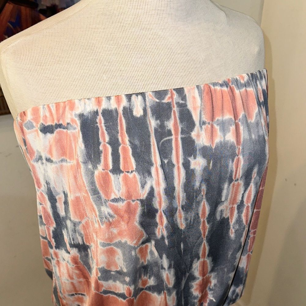 Ariella Coral/Grey Tie-Dye Strapless Top w/ Side Tie Size Small - Picture 4 of 12